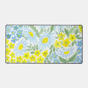 Watercolor daisies desk mat