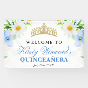 Watercolor Daisies Flowers Welcome Quinceanera Banner