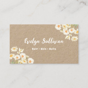 Watercolor daisies kraft business card