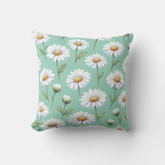 Watercolor daisies on cushion