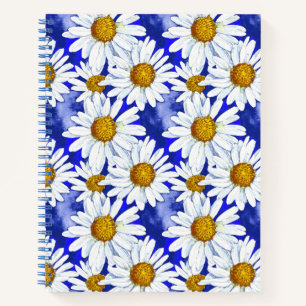 Watercolor Daisies on Denim Blue Journal