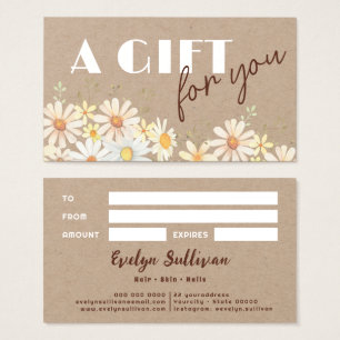 Watercolor daisies on kraft paper gift card