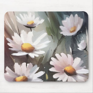 Watercolor Daisies Pattern Mouse Pad
