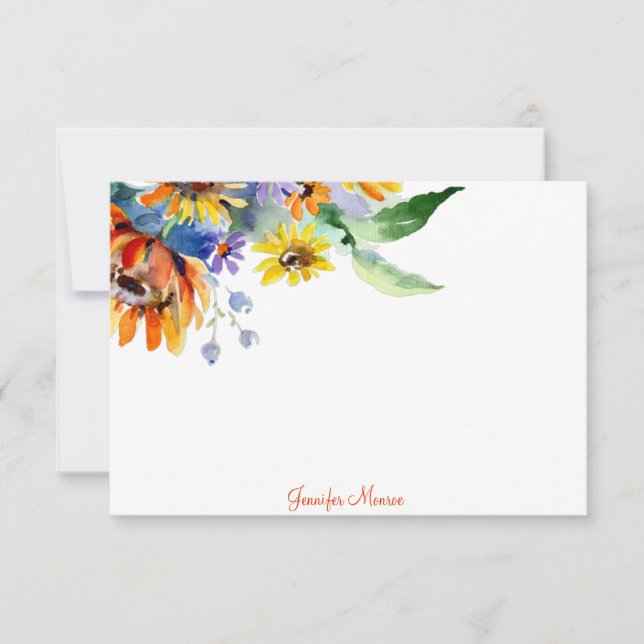 Watercolor daisies personalised card (Front)