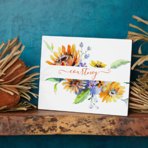 Watercolor daisies personalised plaque
