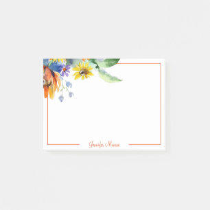 Watercolor daisies personalised post-it notes