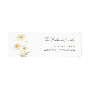 watercolor daisies Return Address Label