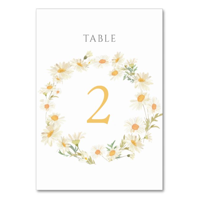 watercolor daisies Table Number 2 (Front)