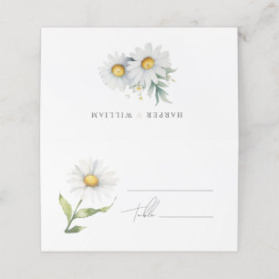 watercolor daisies wedding place card