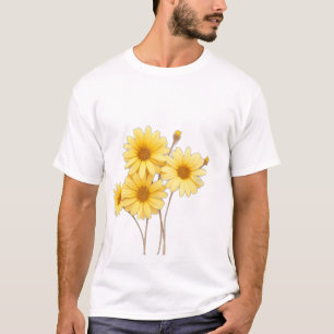 Watercolor Daisies with Yellow Floral Elements T-Shirt