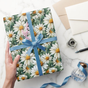 Watercolor Daisies Wrapping Paper