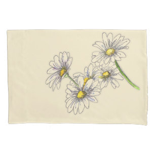 Watercolor Daisy Boho Family Christmas Gift Pillowcase
