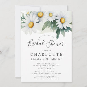 Watercolor daisy bridal shower invitation