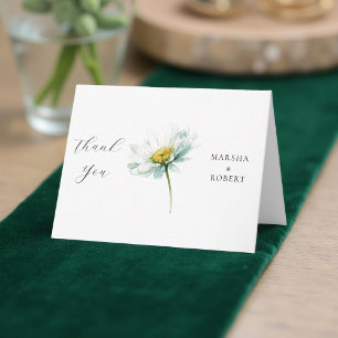 Watercolor Daisy Elegant Wedding Floral Thank You Card