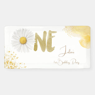 Watercolor daisy first Birthday Banner