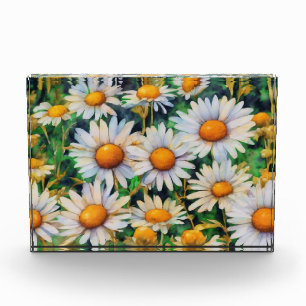 Watercolor Daisy Flowers Garden Photo Block