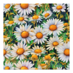 Watercolor Daisy Flowers Garden Photo Print