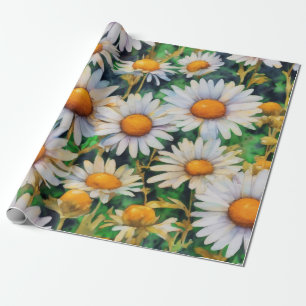 Watercolor Daisy Flowers Garden Wrapping Paper