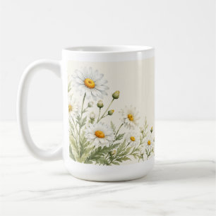 Watercolor Daisy Garden Floral Coffee Mug