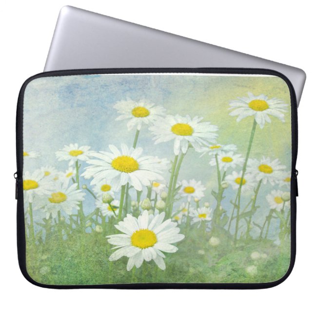 Watercolor Daisy Garden Laptop Sleeve (Front)