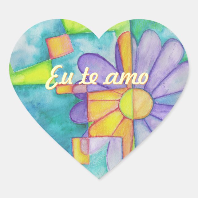Watercolor Daisy Heart Stickers (Front)