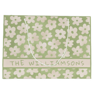 Watercolor Daisy Personalised Happy Easter  Large Gift Bag