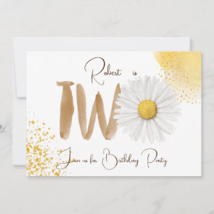 Watercolor daisy second Birthday Invitation