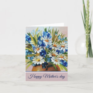 Watercolor daisy vase customisable holiday card