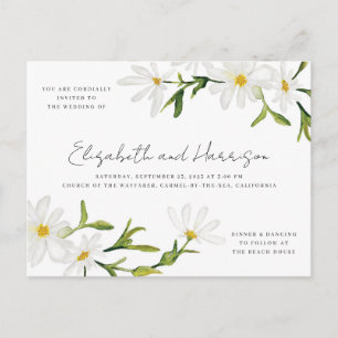 Watercolor Daisy Wedding Invitation Postcard
