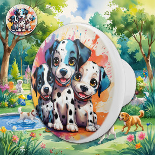 Watercolor Dalmation Puppies Ceramic Knob