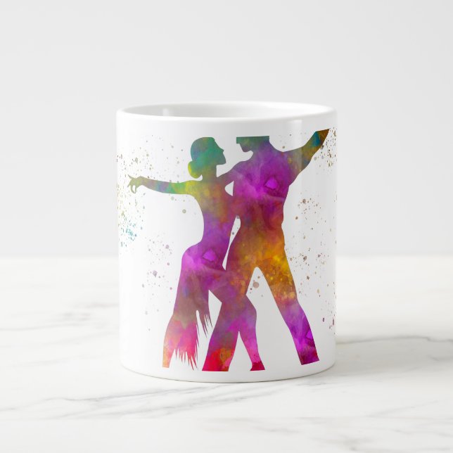 Watercolor dance couple large coffee mug (Front)