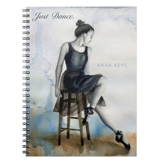 Watercolor Dancer Notebook Personalize ballet (Front)
