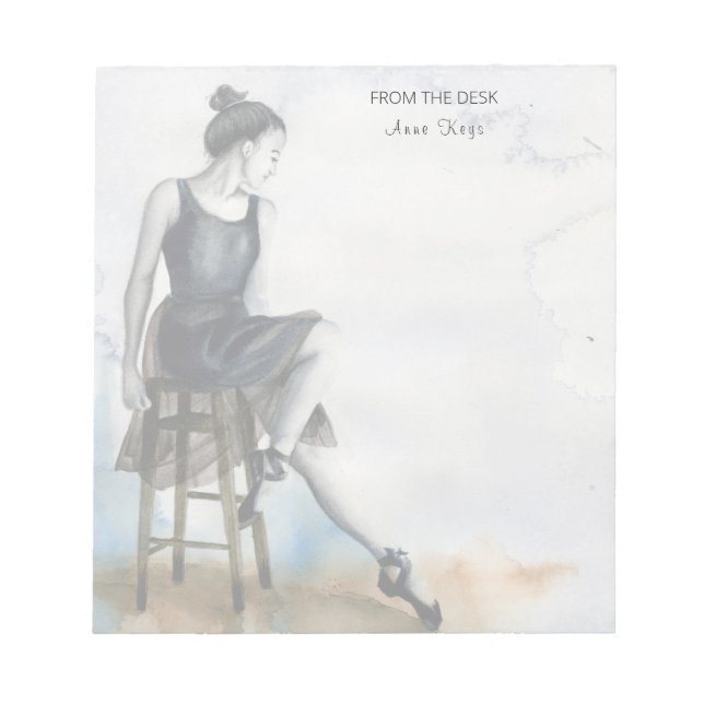 Watercolor Dancer Notepad Personalize Ballerina (Front)