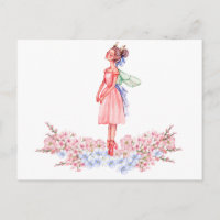 Watercolor dancing ballerina