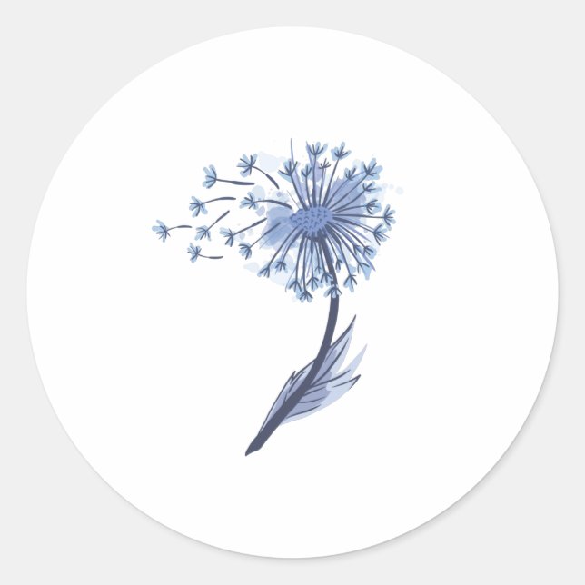 Watercolor Dandelion Classic Round Sticker (Front)
