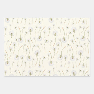 Watercolor Dandelion Flowers Seamless Pattern Wrapping Paper Sheet