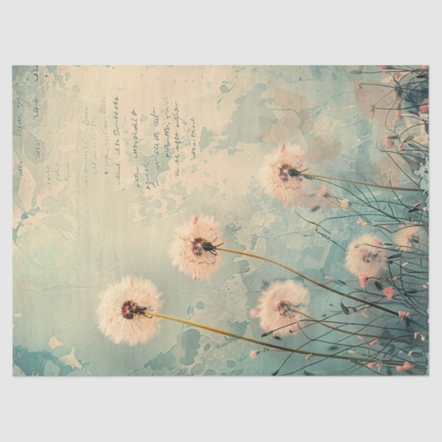 Watercolor Dandelion Fluff Decoupage Tissue Paper (Front)