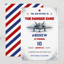 Watercolor Danger Zone F117 Jet Fighter Birthday