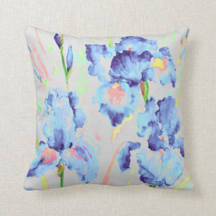 Watercolor Dark Blue Iris Cushion