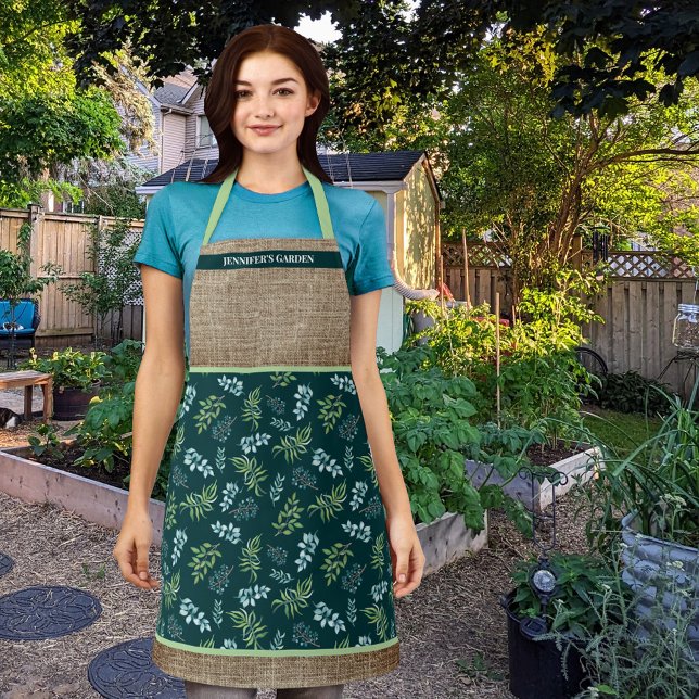 Watercolor Dark Floral Garden Personalized Apron (Creator Uploaded)