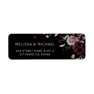 Watercolor Dark Roses   Wedding Return Address Label