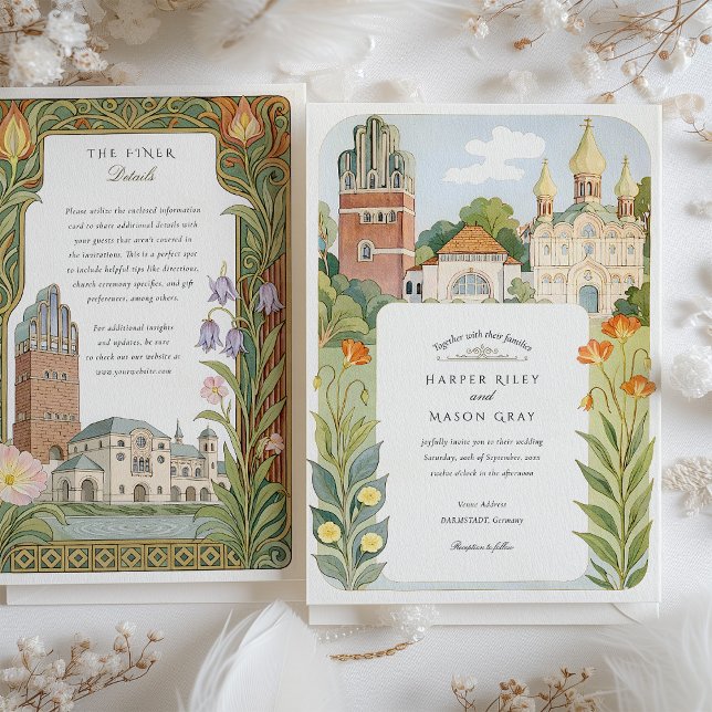 Watercolor Darmstadt Destination Wedding Invitation (Creator Uploaded)
