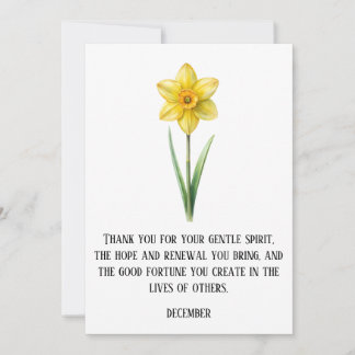 WATERCOLOR DECEMBER NARCISUSS BIRTH FLOWER THANK YOU CARD