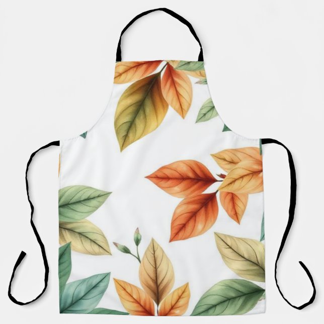 Watercolor  decortiv elegant Leaves pattern Apron (Front)