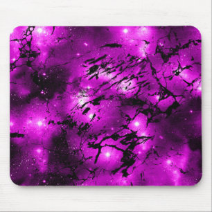 Watercolor Deep Pink Glowing Lights Marble Galaxy Mouse Pad