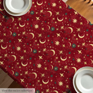Watercolor deep red festive Christmas sky seating  Tablecloth
