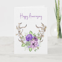 Watercolor Deer Antler Bouquet Anniversary