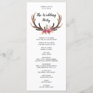 Watercolor Deer Antlers Country Wedding Rackcard Program