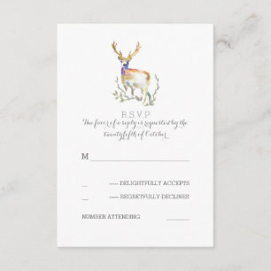 Watercolor Deer Antlers Wedding RSVP Cards