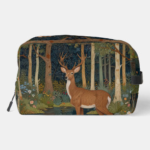 Watercolor deer art boho woodland forest greenery dopp kit